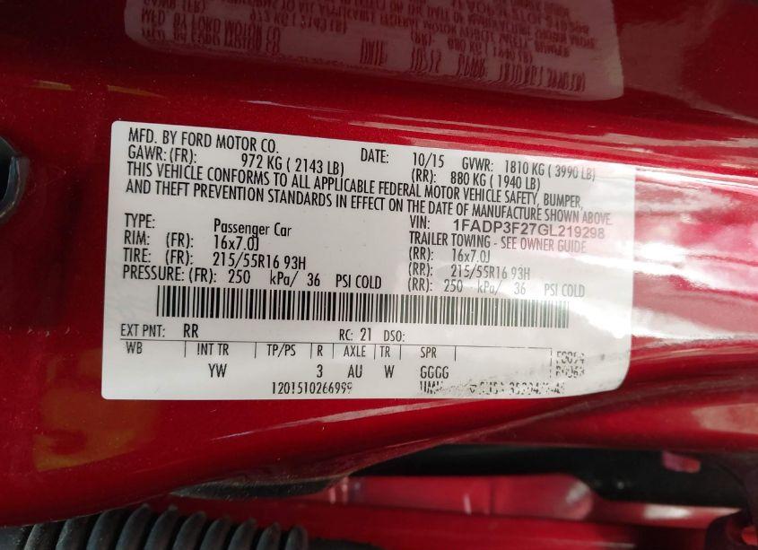 Photo 9 of 2016 Ford Focus SE (VIN 1FADP3F27GL219298)