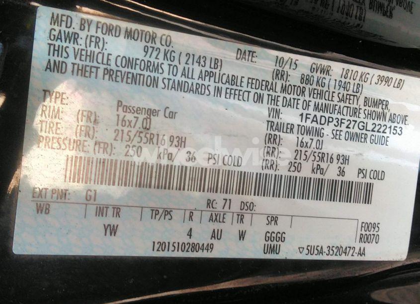 Photo 9 of 2016 Ford Focus SE (VIN 1FADP3F27GL222153)