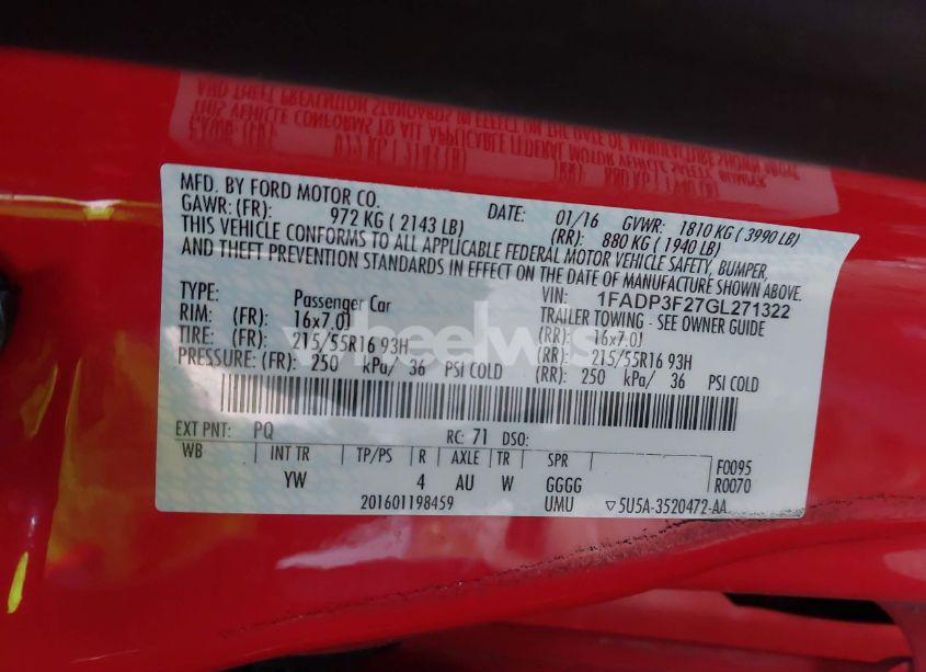 Photo 9 of 2016 Ford Focus SE (VIN 1FADP3F27GL271322)