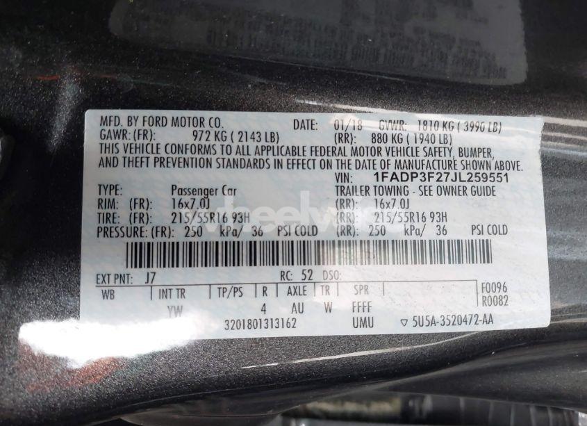 Photo 9 of 2018 Ford Focus SE (VIN 1FADP3F27JL259551)