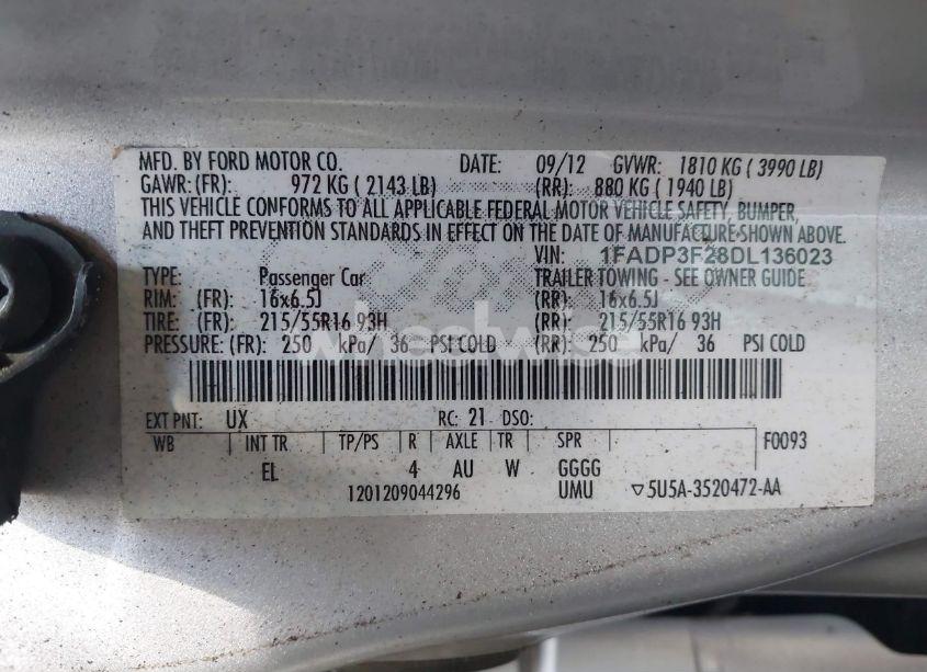 Photo 9 of 2013 Ford Focus SE (VIN 1FADP3F28DL136023)