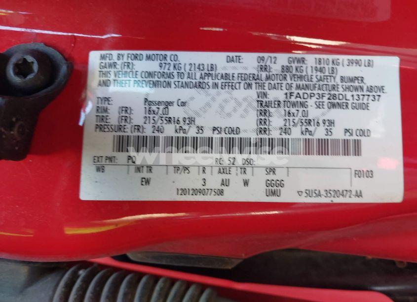 Photo 9 of 2013 Ford Focus SE (VIN 1FADP3F28DL137737)