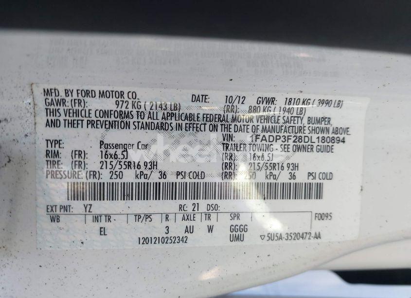 Photo 9 of 2013 Ford Focus SE (VIN 1FADP3F28DL180894)