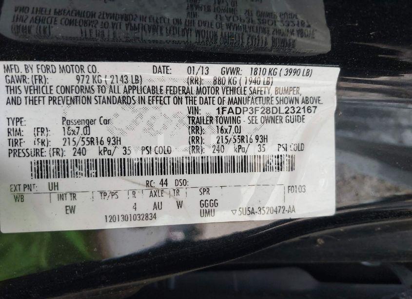 Photo 9 of 2013 Ford Focus SE (VIN 1FADP3F28DL232167)