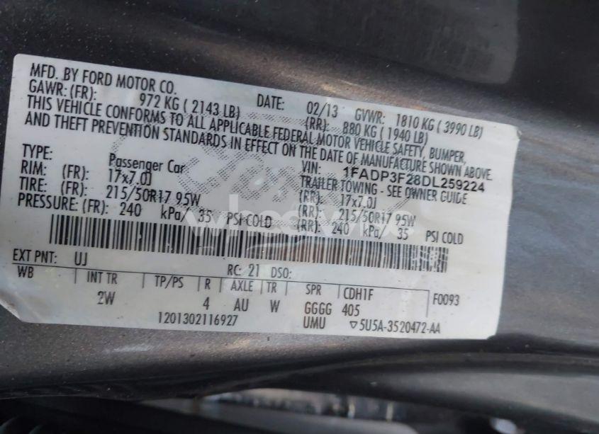 Photo 9 of 2013 Ford Focus SE (VIN 1FADP3F28DL259224)