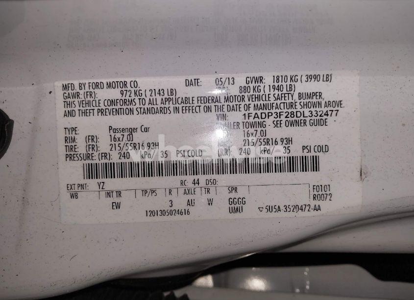 Photo 9 of 2013 Ford Focus SE (VIN 1FADP3F28DL332477)