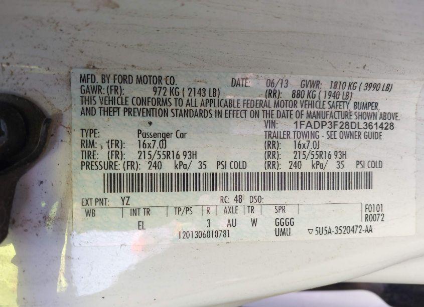 Photo 9 of 2013 Ford Focus SE (VIN 1FADP3F28DL361428)