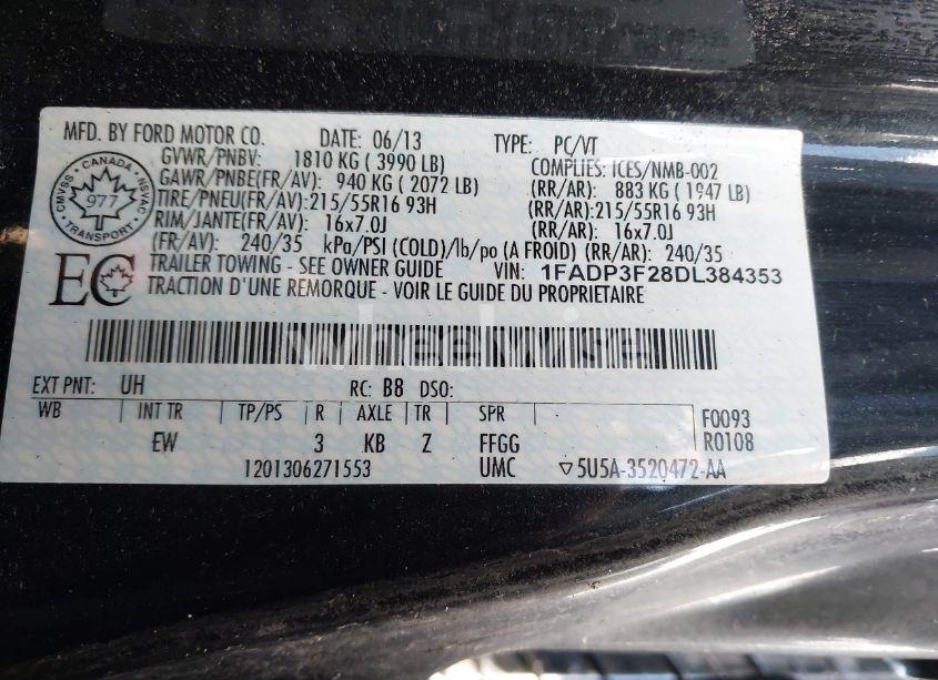 Photo 9 of 2013 Ford Focus SE (VIN 1FADP3F28DL384353)