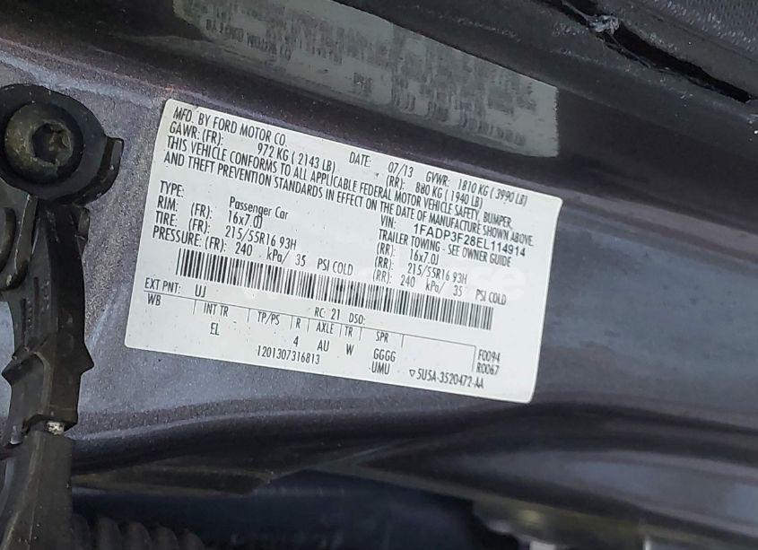 Photo 9 of 2014 Ford Focus SE (VIN 1FADP3F28EL114914)