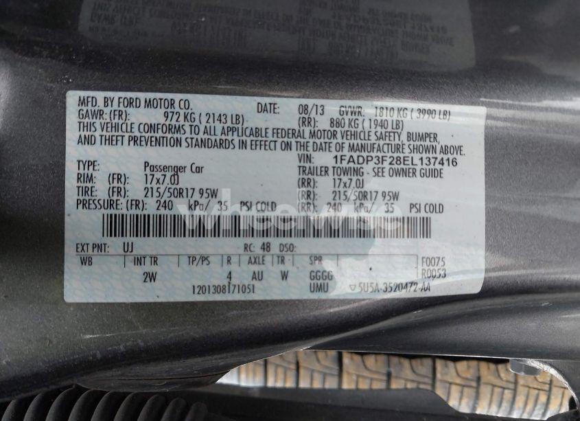Photo 9 of 2014 Ford Focus SE (VIN 1FADP3F28EL137416)