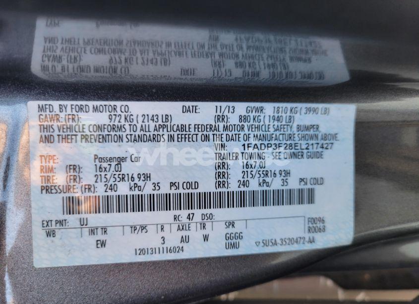 Photo 9 of 2014 Ford Focus (VIN 1FADP3F28EL217427)