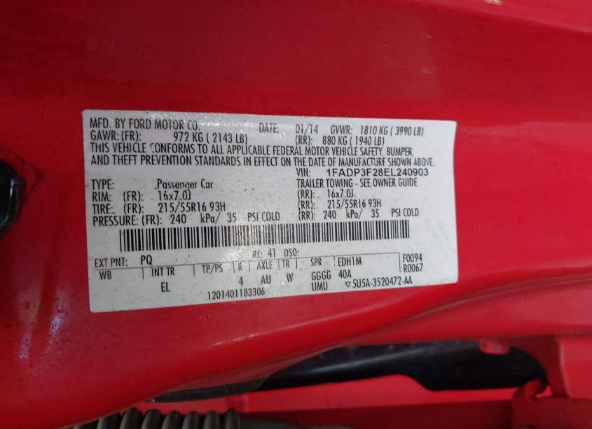 Photo 9 of 2014 Ford Focus SE (VIN 1FADP3F28EL240903)