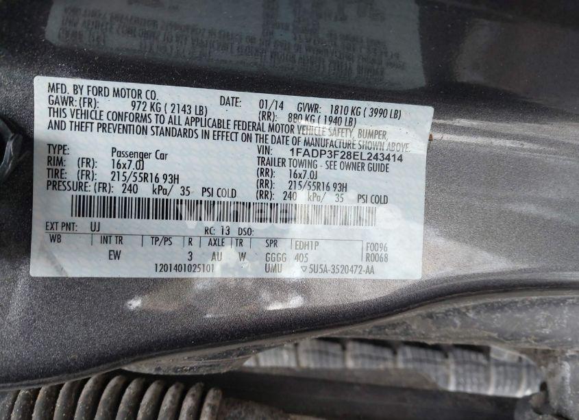 Photo 9 of 2014 Ford Focus SE (VIN 1FADP3F28EL243414)