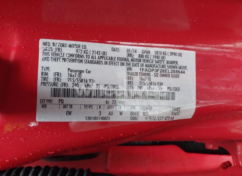 Photo 9 of 2014 Ford Focus SE (VIN 1FADP3F28EL255644)