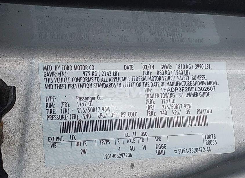 Photo 9 of 2014 Ford Focus SE (VIN 1FADP3F28EL302607)