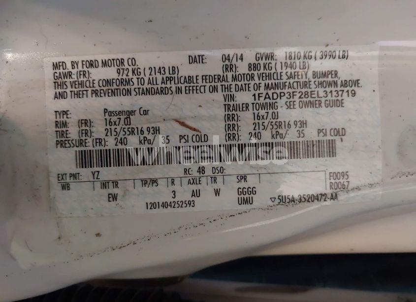 Photo 9 of 2014 Ford Focus SE (VIN 1FADP3F28EL313719)