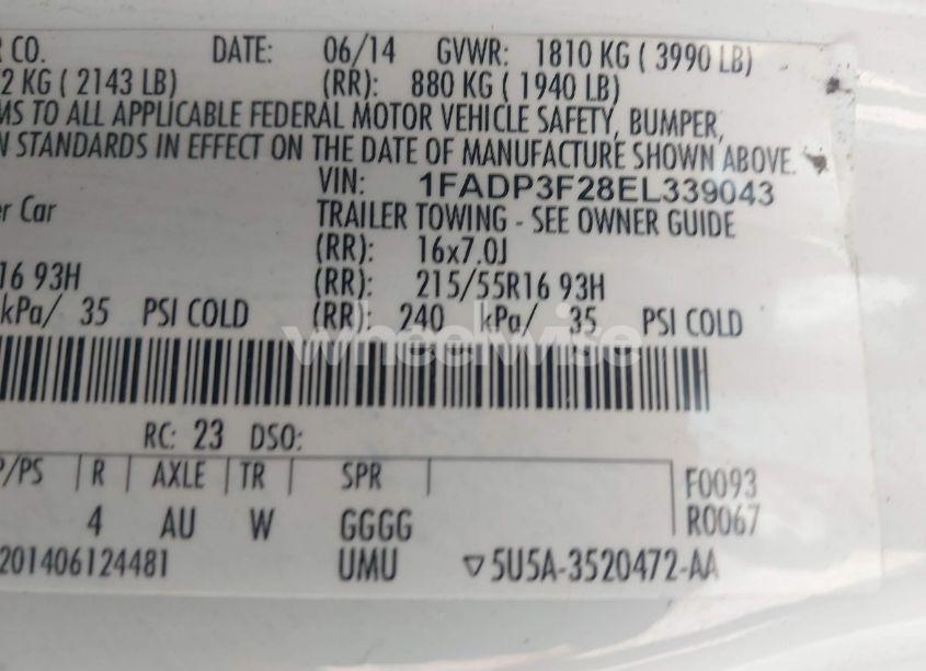 Photo 9 of 2014 Ford Focus SE (VIN 1FADP3F28EL339043)