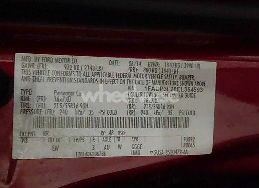 Photo 9 of 2014 Ford Focus SE (VIN 1FADP3F28EL354593)