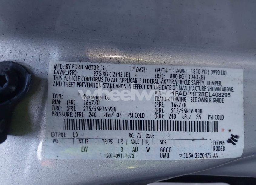 Photo 9 of 2014 Ford Focus SE (VIN 1FADP3F28EL408295)