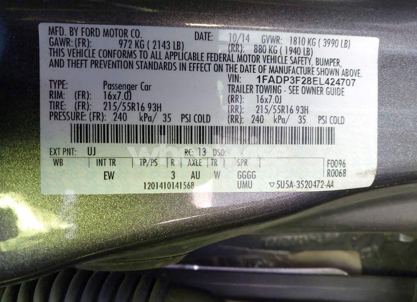 Photo 9 of 2014 Ford Focus SE (VIN 1FADP3F28EL424707)