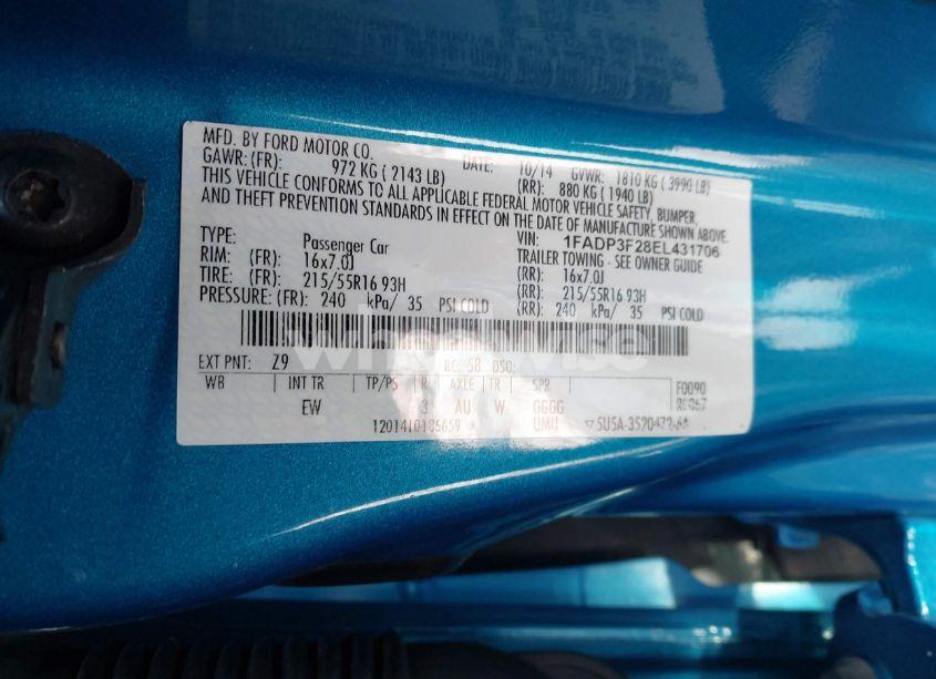 Photo 9 of 2014 Ford Focus SE (VIN 1FADP3F28EL431706)