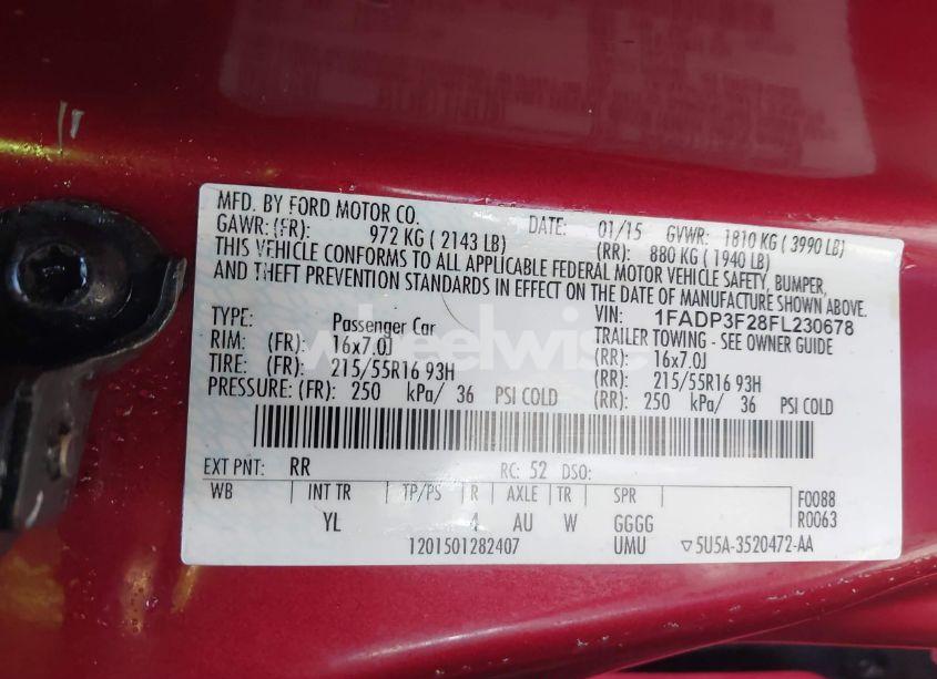 Photo 9 of 2015 Ford Focus SE (VIN 1FADP3F28FL230678)