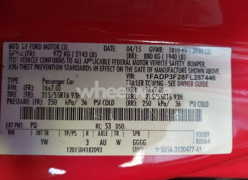 Photo 9 of 2015 Ford Focus SE (VIN 1FADP3F28FL287446)