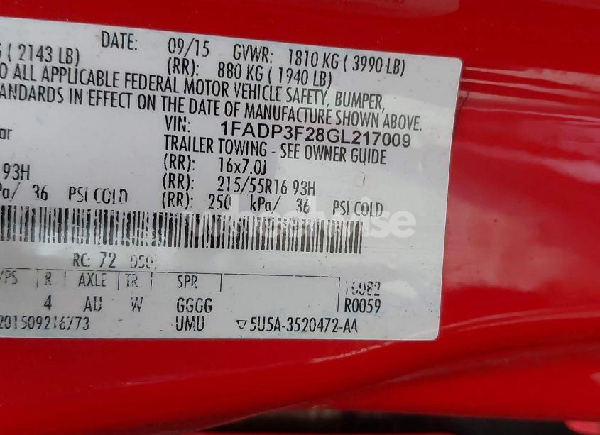 Photo 9 of 2016 Ford Focus SE (VIN 1FADP3F28GL217009)