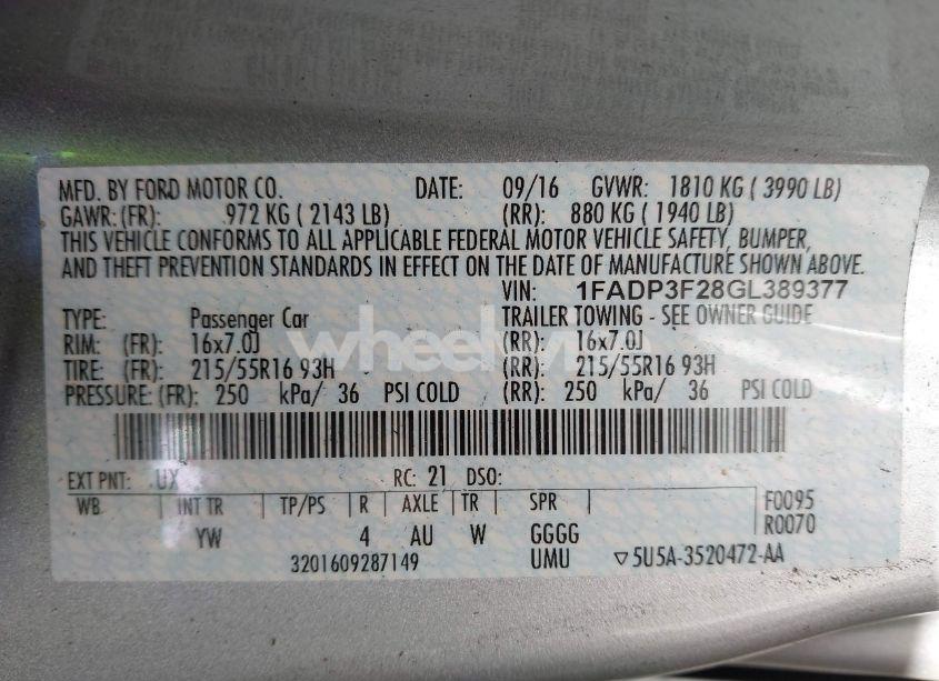 Photo 9 of 2016 Ford Focus SE (VIN 1FADP3F28GL389377)