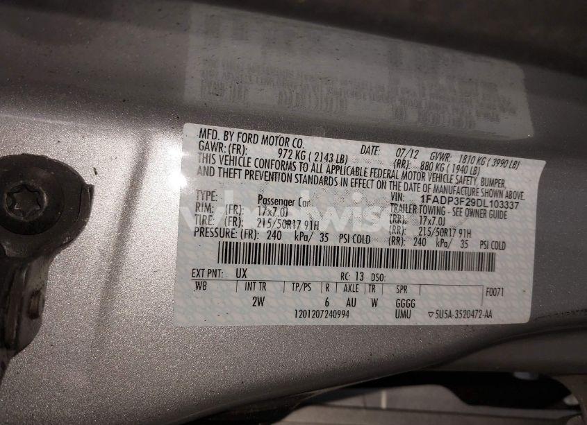 Photo 9 of 2013 Ford Focus SE (VIN 1FADP3F29DL103337)