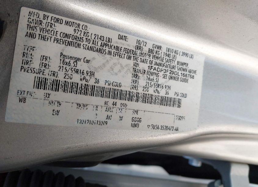 Photo 9 of 2013 Ford Focus SE (VIN 1FADP3F29DL168768)