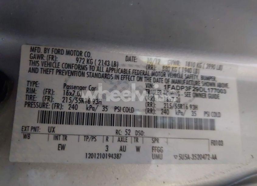 Photo 9 of 2013 Ford Focus SE (VIN 1FADP3F29DL177003)