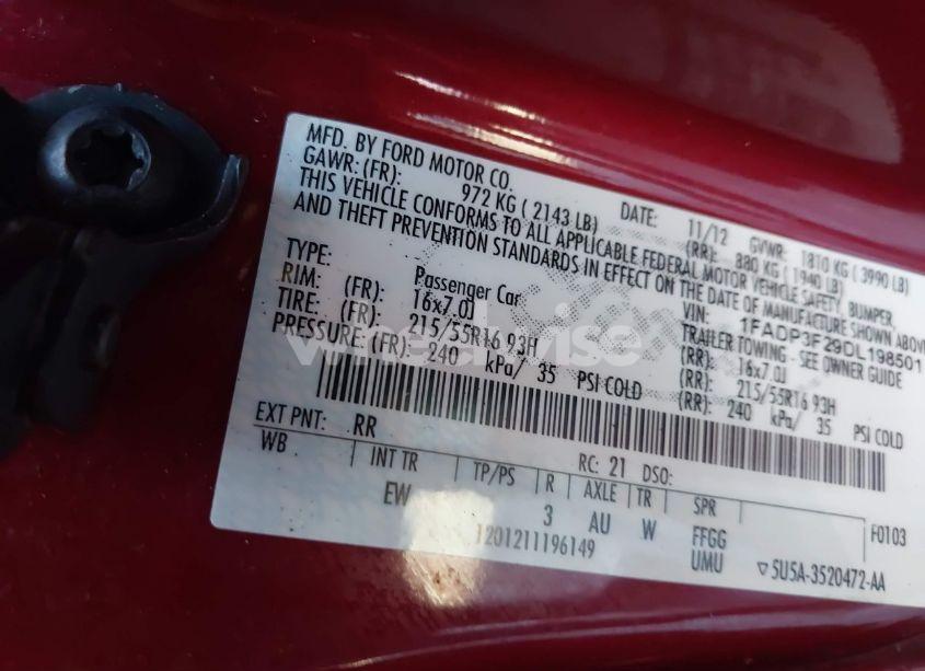 Photo 9 of 2013 Ford Focus SE (VIN 1FADP3F29DL198501)