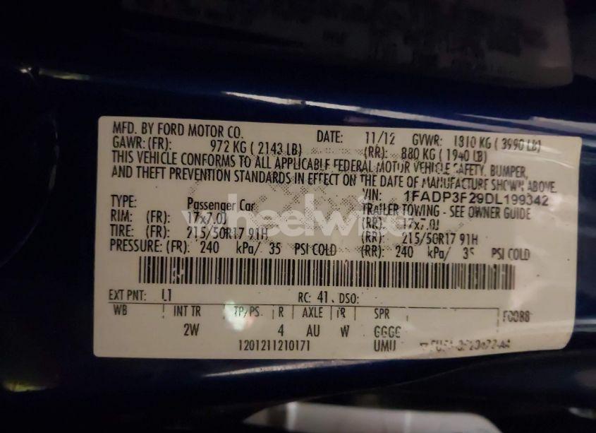 Photo 9 of 2013 Ford Focus SE (VIN 1FADP3F29DL199342)