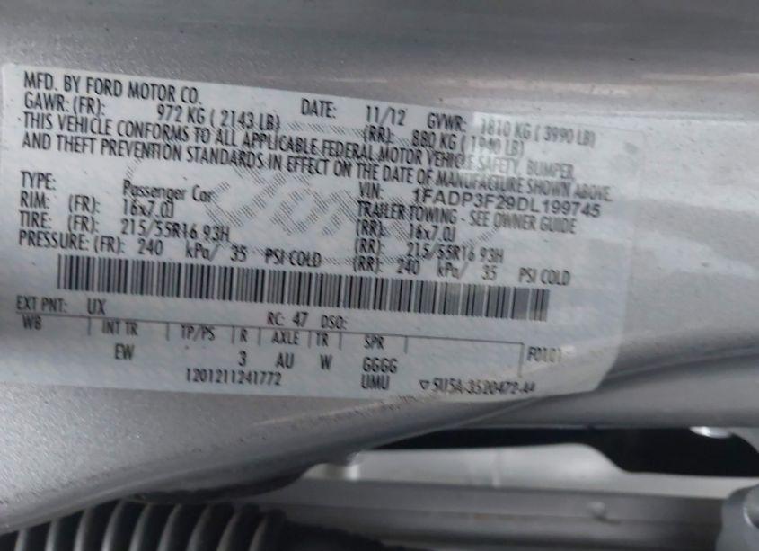 Photo 9 of 2013 Ford Focus SE (VIN 1FADP3F29DL199745)