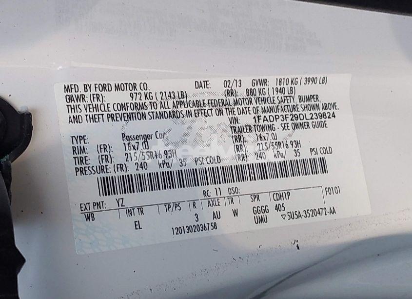 Photo 9 of 2013 Ford Focus SE (VIN 1FADP3F29DL239824)