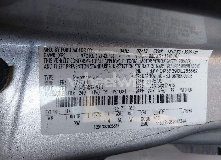 Photo 9 of 2013 Ford Focus SE (VIN 1FADP3F29DL255862)