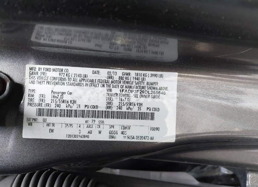 Photo 9 of 2013 Ford Focus SE (VIN 1FADP3F29DL265646)