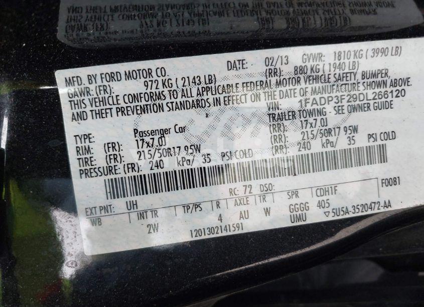 Photo 9 of 2013 Ford Focus SE (VIN 1FADP3F29DL266120)