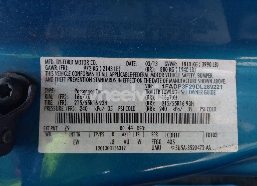 Photo 9 of 2013 Ford Focus SE (VIN 1FADP3F29DL289221)