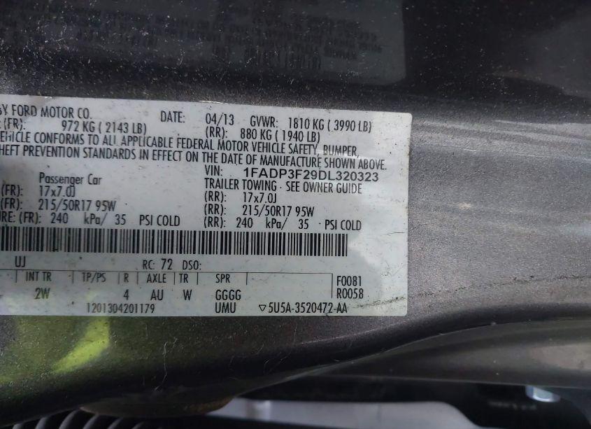 Photo 9 of 2013 Ford Focus SE (VIN 1FADP3F29DL320323)