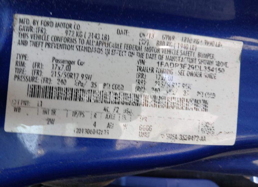 Photo 9 of 2013 Ford Focus SE (VIN 1FADP3F29DL354150)