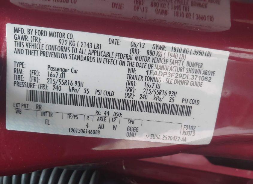 Photo 9 of 2013 Ford Focus SE (VIN 1FADP3F29DL371062)