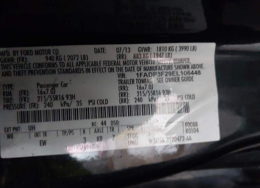 Photo 9 of 2014 Ford Focus SE (VIN 1FADP3F29EL106448)