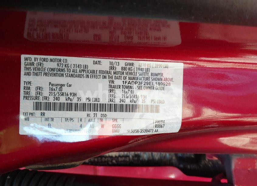 Photo 9 of 2014 Ford Focus SE (VIN 1FADP3F29EL189928)