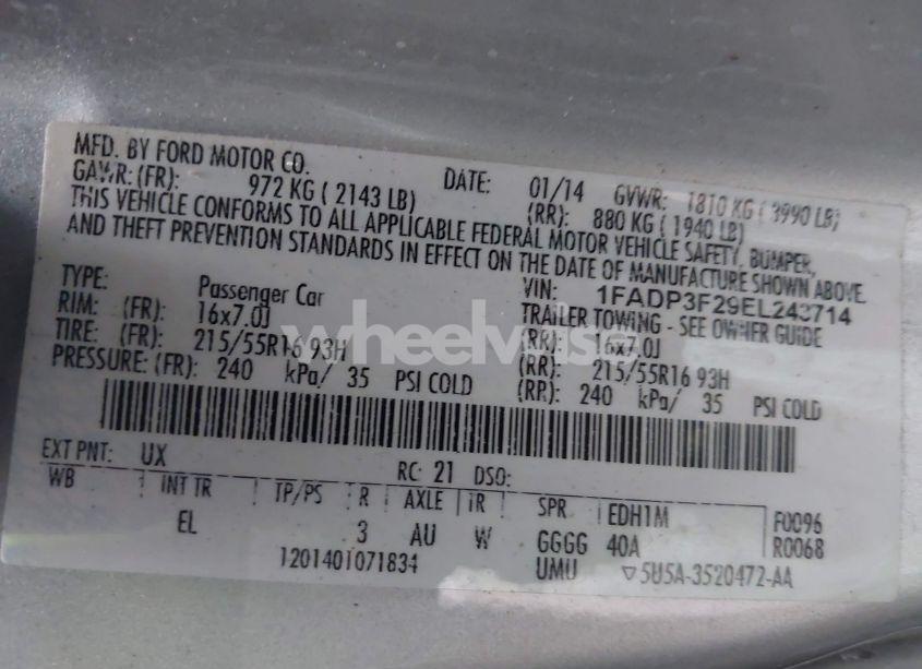 Photo 9 of 2014 Ford Focus SE (VIN 1FADP3F29EL243714)
