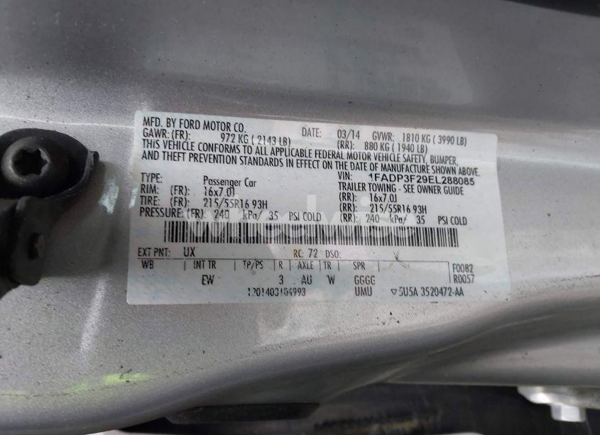 Photo 9 of 2014 Ford Focus SE (VIN 1FADP3F29EL288085)