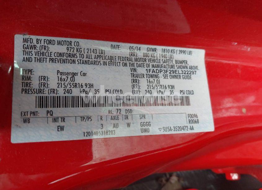 Photo 9 of 2014 Ford Focus SE (VIN 1FADP3F29EL322297)