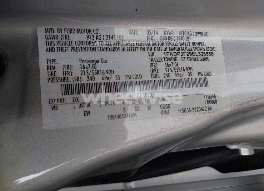 Photo 9 of 2014 Ford Focus SE (VIN 1FADP3F29EL326558)
