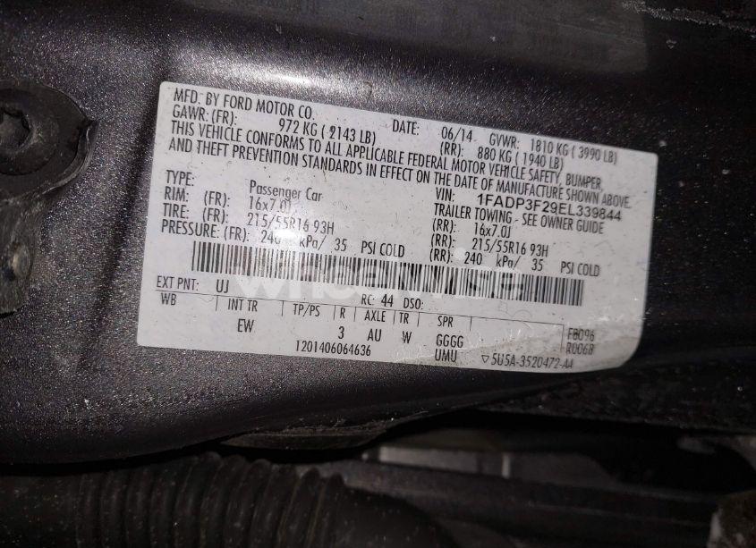 Photo 9 of 2014 Ford Focus SE (VIN 1FADP3F29EL339844)